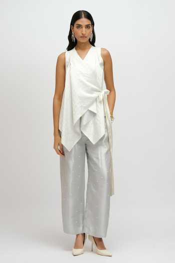 JAYN India Asymmetric Layered Waistcoat & Pant Set 