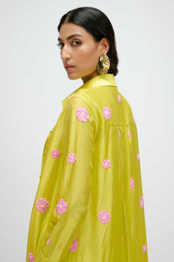 JAYN India Satin Dress With Embroidered Jacket