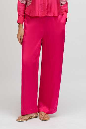 Buy JAYN India Fuchsia Silk, Satin Collared Neck Placement Embroidered Shirt And Pant Set Online at Aza Fashions Buy_JAYN India_Fuchsia Silk, Satin Collared Neck Placement Embroidered Shirt And Pant Set _Online_at_Aza_Fashions