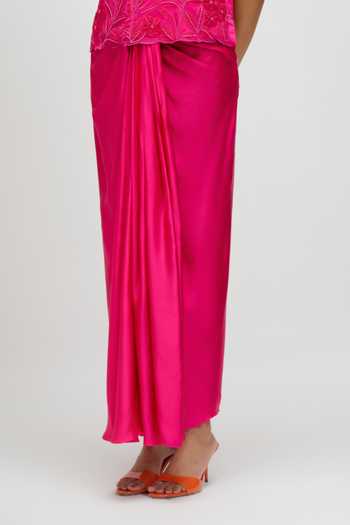 JAYN India Pink Satin Round Neck Embroidered Top And Skirt Set Online at Aza Fashions JAYN India_Pink Satin Round Neck Embroidered Top And Skirt Set _Online_at_Aza_Fashions