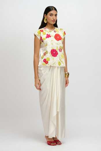 JAYN India Embroidered Top & Skirt Set 