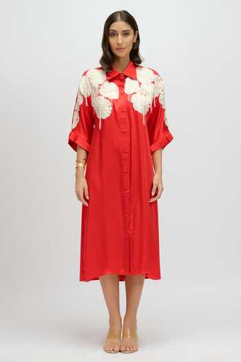 JAYN India Floral Yoke Embroidered Dress 