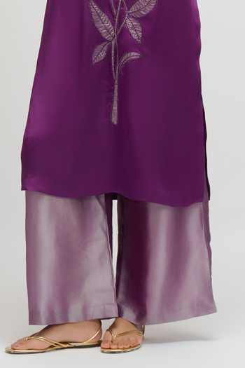 Shop JAYN India Purple Satin, Tissue High Neck Embroidered Kurta And Pant Set Online at Aza Fashions Shop_JAYN India_Purple Satin, Tissue High Neck Embroidered Kurta And Pant Set _Online_at_Aza_Fashions