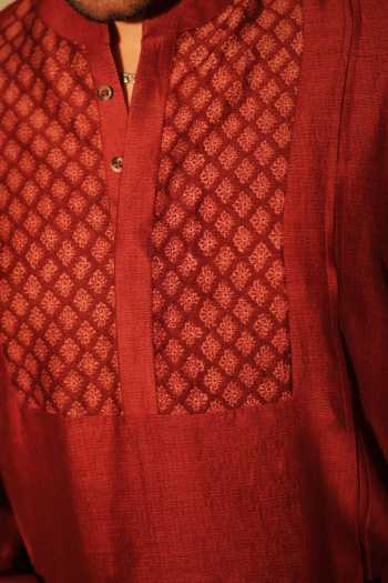 Shop The Culture Maroon Tussar, Silk Mangalam Kurta Shop_The Culture_Maroon Tussar, Silk Mangalam Kurta