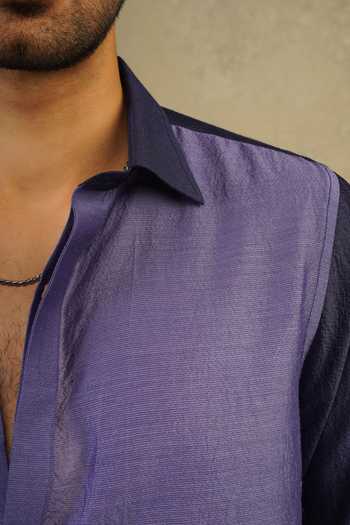 The Culture Purple Silk Rangrez Pintuck Shirt at Aza Fashions The Culture_Purple Silk Rangrez Pintuck Shirt _at_Aza_Fashions