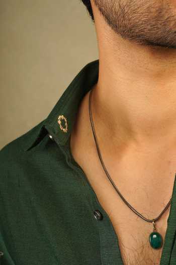 Buy_The Culture_Green Silk Sleeve Hand Block Print Shirt _Online_at_Aza_Fashions