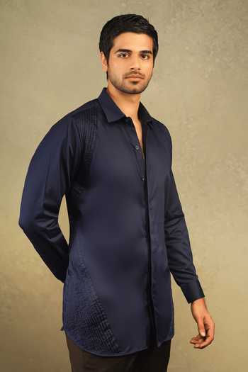 The Culture Blue Cotton Moonlit Meridian Shirt Online at Aza Fashions The Culture_Blue Cotton Moonlit Meridian Shirt _Online_at_Aza_Fashions