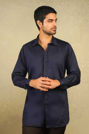 Buy The Culture Blue Cotton Moonlit Meridian Shirt Online at Aza Fashions Buy_The Culture_Blue Cotton Moonlit Meridian Shirt _Online_at_Aza_Fashions