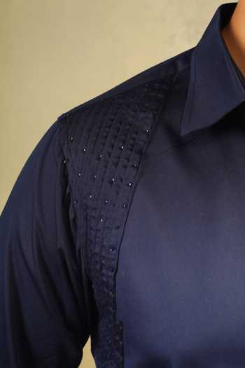 Shop The Culture Blue Cotton Moonlit Meridian Shirt Online at Aza Fashions Shop_The Culture_Blue Cotton Moonlit Meridian Shirt _Online_at_Aza_Fashions
