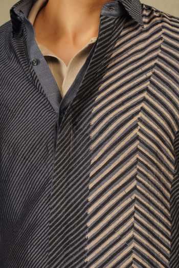 Shop The Culture Grey Silk Mehraab Sutra Shirt Online at Aza Fashions Shop_The Culture_Grey Silk Mehraab Sutra Shirt _Online_at_Aza_Fashions