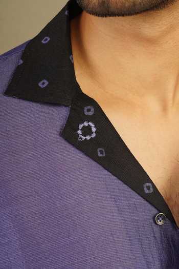 Buy The Culture Purple Silk Ruhani Bandhej Pattern Shirt Online at Aza Fashions Buy_The Culture_Purple Silk Ruhani Bandhej Pattern Shirt _Online_at_Aza_Fashions