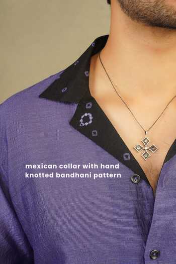 Shop The Culture Purple Silk Ruhani Bandhej Pattern Shirt Online at Aza Fashions Shop_The Culture_Purple Silk Ruhani Bandhej Pattern Shirt _Online_at_Aza_Fashions