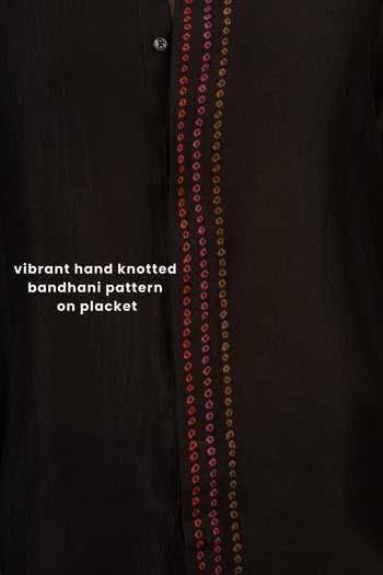 The Culture Black Silk Soorma Bandhej Shirt at Aza Fashions The Culture_Black Silk Soorma Bandhej Shirt _at_Aza_Fashions