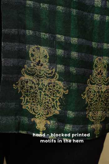 Buy The Culture Green Silk Kasthuri Hand Block Print Shirt Buy_The Culture_Green Silk Kasthuri Hand Block Print Shirt