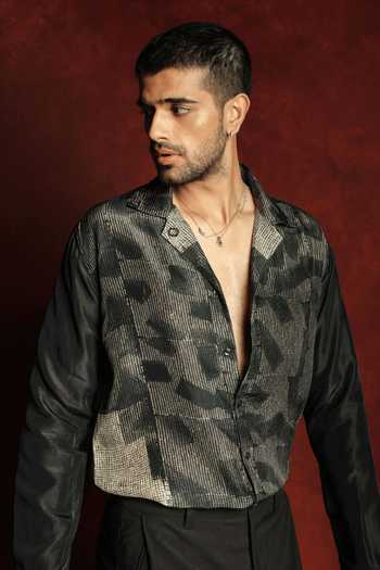 Buy The Culture Black Silk Noor Syaahi Shirt Online at Aza Fashions Buy_The Culture_Black Silk Noor Syaahi Shirt _Online_at_Aza_Fashions