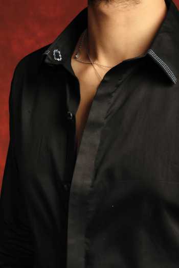 The Culture Black Cotton Noir Flore Shirt Online at Aza Fashions The Culture_Black Cotton Noir Flore Shirt _Online_at_Aza_Fashions
