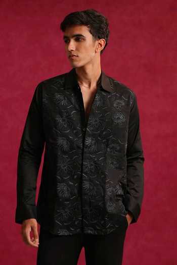 Buy The Culture Black Cotton Orchid Shirt Online at Aza Fashions Buy_The Culture_Black Cotton Orchid Shirt _Online_at_Aza_Fashions