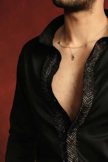 Buy The Culture Black Cotton Nightfall Drip Shirt Online at Aza Fashions Buy_The Culture_Black Cotton Nightfall Drip Shirt _Online_at_Aza_Fashions