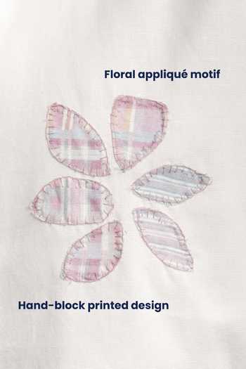 Shop The Culture White Cotton, Linen Blush Bloom Shirt Shop_The Culture_White Cotton, Linen Blush Bloom Shirt