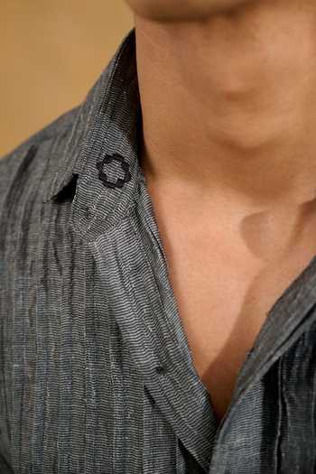 The Culture Grey Silk Graphite Grove Shirt at Aza Fashions The Culture_Grey Silk Graphite Grove Shirt _at_Aza_Fashions