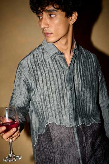 Buy The Culture Grey Silk Graphite Grove Shirt Buy_The Culture_Grey Silk Graphite Grove Shirt