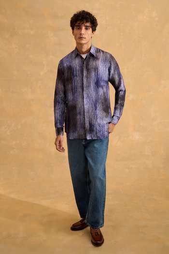 Buy The Culture Blue Silk Checkered Shirt Online at Aza Fashions Buy_The Culture_Blue Silk Checkered Shirt _Online_at_Aza_Fashions