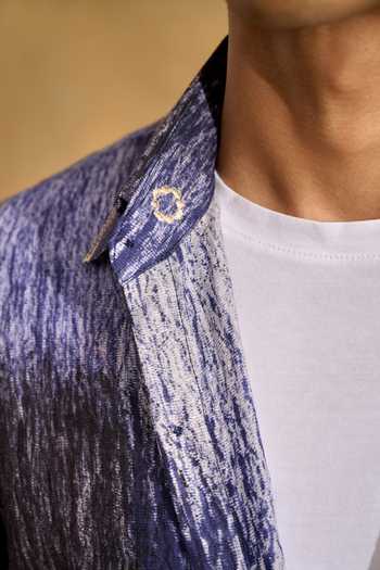The Culture Blue Silk Checkered Shirt at Aza Fashions The Culture_Blue Silk Checkered Shirt _at_Aza_Fashions