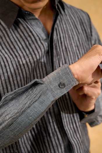 Shop The Culture Grey Silk Cairo Charcoal Shirt Online at Aza Fashions Shop_The Culture_Grey Silk Cairo Charcoal Shirt _Online_at_Aza_Fashions