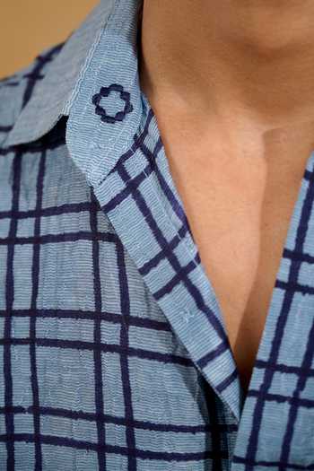 Shop The Culture Blue Silk Bayside Capri Shirt Online at Aza Fashions Shop_The Culture_Blue Silk Bayside Capri Shirt _Online_at_Aza_Fashions