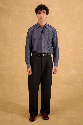The Culture Blue Silk Inferno Flare Shirt Online at Aza Fashions The Culture_Blue Silk Inferno Flare Shirt _Online_at_Aza_Fashions