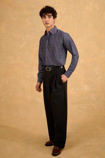 Buy The Culture Blue Silk Inferno Flare Shirt Online at Aza Fashions Buy_The Culture_Blue Silk Inferno Flare Shirt _Online_at_Aza_Fashions