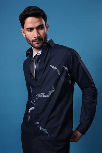 The Culture Blue Cotton Elan Martini Shirt Online at Aza Fashions The Culture_Blue Cotton Elan Martini Shirt _Online_at_Aza_Fashions
