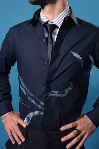 The Culture Blue Cotton Elan Martini Shirt at Aza Fashions The Culture_Blue Cotton Elan Martini Shirt _at_Aza_Fashions