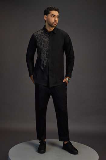 The Culture Black Cotton The Monaco Gala Shirt Online at Aza Fashions The Culture_Black Cotton The Monaco Gala Shirt _Online_at_Aza_Fashions