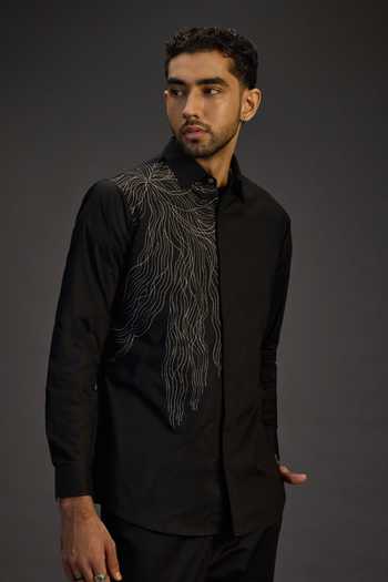 Buy The Culture Black Cotton The Monaco Gala Shirt Online at Aza Fashions Buy_The Culture_Black Cotton The Monaco Gala Shirt _Online_at_Aza_Fashions