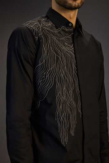 The Culture Black Cotton The Monaco Gala Shirt at Aza Fashions The Culture_Black Cotton The Monaco Gala Shirt _at_Aza_Fashions