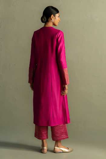 Charkhee Ojas Fuschia Pink Kurta Pant Set 