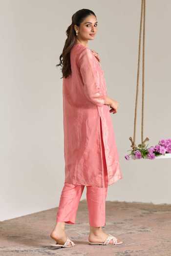 Nero India Embroidered Straight Kurta & Pant Set 