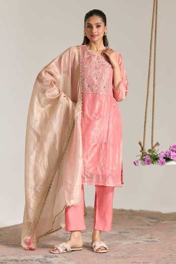 Nero India Embroidered Straight Kurta & Pant Set 