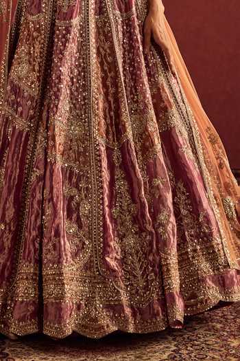 Buy_Ridhi Mehra_Gold Tissue, Net Sweetheart Neck Pichwai Embroidered Lehenga Set _Online_at_Aza_Fashions