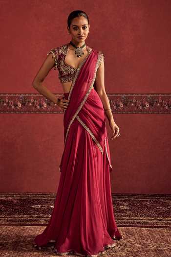 Ridhi Mehra Pre-Stitched Saree With Embroidered Blouse