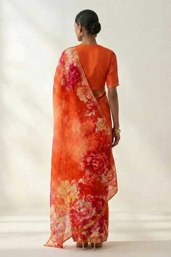 Thee Modern Roots Linen Printed Saree With Running Blouse 