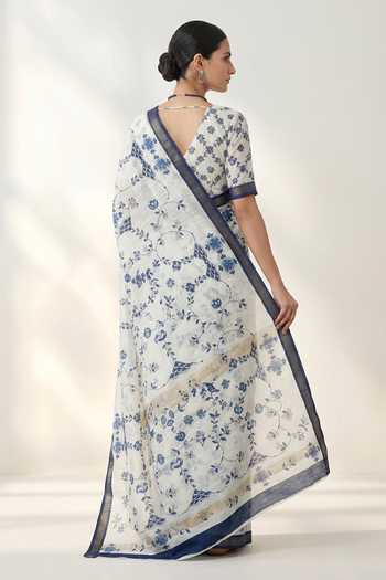 Thee Modern Roots Botanical Print Saree & Running Blouse Set 