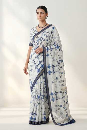 Thee Modern Roots Botanical Print Saree & Running Blouse Set 