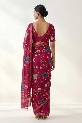 Thee Modern Roots Floral Print Saree With Running Blouse 