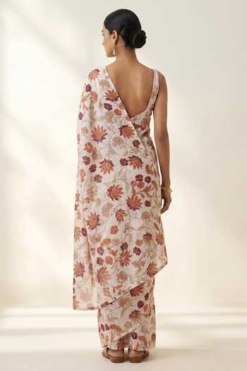 Thee Modern Roots Floral Print Saree & Running Blouse Set 