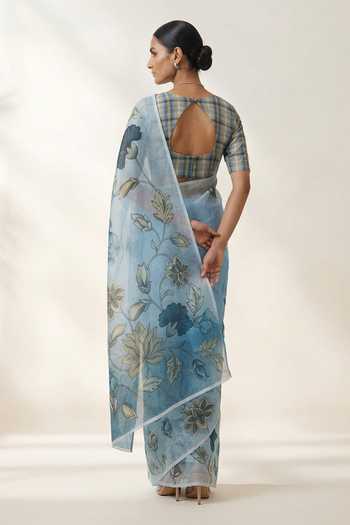 Thee Modern Roots Floral Print Saree With Running Blouse 