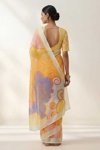 Thee Modern Roots Abstract Print Saree With Running Blouse 