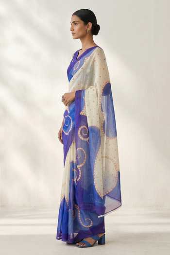 Thee Modern Roots Purple Organza Abstract Print Saree With Running Blouse Online at Aza Fashions Thee Modern Roots_Purple Organza Abstract Print Saree With Running Blouse _Online_at_Aza_Fashions
