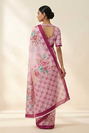 Thee Modern Roots Floral Print Saree With Running Blouse 